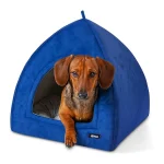 خانه سه گوش سگ و گربه از جنس مخمل نرم نیناپت رنگ آبی کاربنی ابعاد 46x46x55 کد 1001 - Image 3