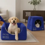 خانه سه کاره سگ و گربه از جنس مخمل نرم و ضخیم مدل باس رنگ آبی نیناپت ابعاد 52x52x52 سانتی متر کد 1301 - Image 5