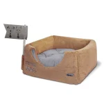 خانه سه کاره سگ و گربه از جنس مخمل نرم و ضخیم مدل باس رنگ نسکافه ای