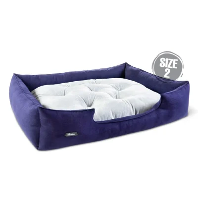 جای خواب سگ و گربه جنس پارچه مبلی درجه یک سرمه ای با تشک طوسی