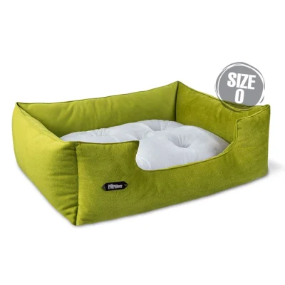 جای خواب سگ و گربه جنس پارچه مبلی درجه یک سبز با تشک طوسی