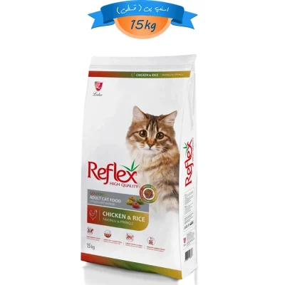 غذای خشک گربه بالغ طعم مرغ و برنج رفلکس پلاس مدل مولتی کالر