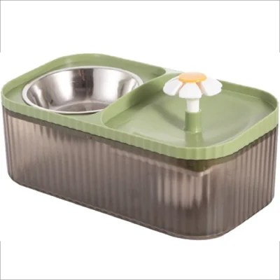 آبخوری و غذاخوری دوقلو اتوماتیک تصفیه دار سگ و گربه مدل گل