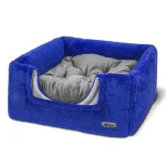 خانه چهار کاره سگ و گربه از جنس مخمل نرم و ضخیم رنگ آبی کاربنی مدل خرسی نیناپت ابعاد 45x50x45 سانتی متر کد 1800 - Image 3