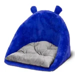 خانه چهار کاره سگ و گربه از جنس مخمل نرم و ضخیم رنگ آبی کاربنی مدل خرسی نیناپت ابعاد 45x50x45 سانتی متر کد 1800 - Image 4