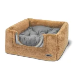 خانه چهار کاره سگ و گربه از جنس مخمل نرم و ضخیم رنگ نسکافه ای مدل خرسی نیناپت ابعاد 45x50x45 سانتی متر کد 1804 - Image 3