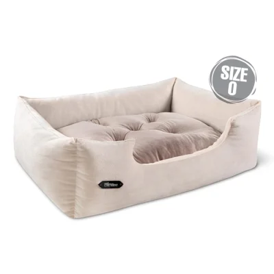 جای خواب سگ و گربه جنس پارچه مبلی درجه یک شیری با تشک بژ نیناپت