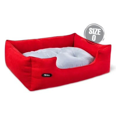 جای خواب سگ و گربه جنس پارچه مبلی درجه یک قرمز با تشک طوسی نیناپت