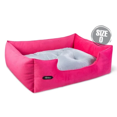 جای خواب سگ و گربه جنس پارچه مبلی درجه یک سرخابی با تشک طوسی نیناپت