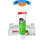 ست خمیر دندان و مسواک گربه و سگ  بایولاین همراه با کلسیم وزن 50 گرم Bioline Toothpaste with Liquid Calcium