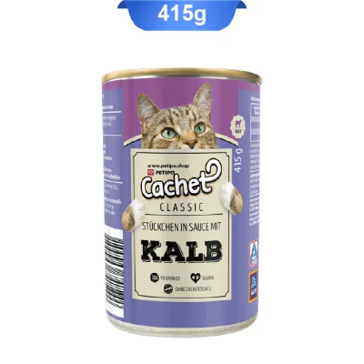 کنسرو گربه کچت طعم گوشت گوساله وزن 415 گرم Cachet Kalb