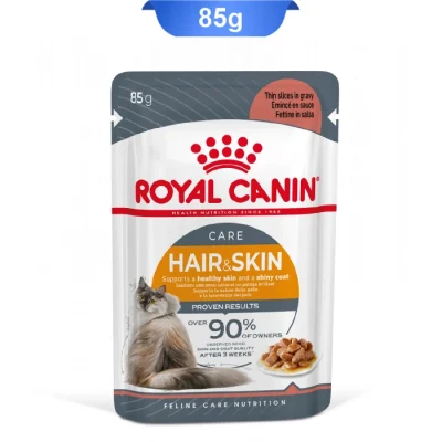 پوچ گربه بالغ رویال کنین طعم مرغ مدل هیر اند اسکین وزن 85 گرم Royal Canin Pouch Hair & Skin Care