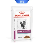 پوچ گربه بالغ مبتلا به بیماری کلیوی طعم ماهی مدل رنال رویال کنین وزن 85 گرم Renal With Fish