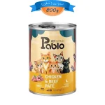 کنسرو پته گربه پابلو طعم مرغ و گوشت گاو وزن 800 گرم Pablo Pet Supplies