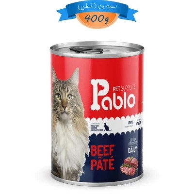 کنسرو پته گربه پابلو طعم گوشت گاو (خالص) وزن 400 گرم Pablo Pet Supplies