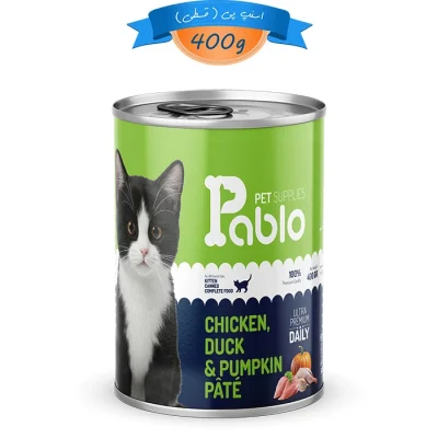 کنسرو پته بچه گربه پابلو طعم مرغ و اردک و کدوتنبل مدل کیتن اولترا وزن 400 گرم Pablo Pet Supplies