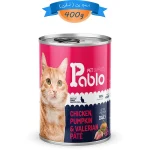 کنسرو پته گربه پابلو طعم مرغ و کدوتنبل و سنبل الطیب وزن 400 گرم Pablo Pet Supplies