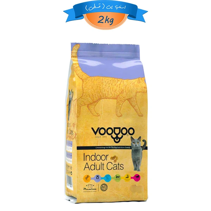 voodoo-adult2- غذای خشک بالغ گربه وودو طعم مرغ مدل ایندور وزن 2 کیلوگرم voodoo - Image 1