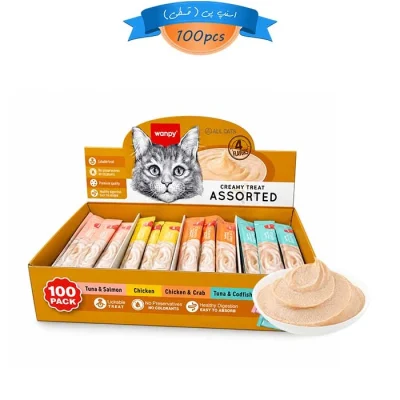 بستنی گربه ونپی میکس 4 طعم مختلف ( تن و سالمون ، مرغ ، مرغ و خرچنگ ، ماهی تن و کاد)