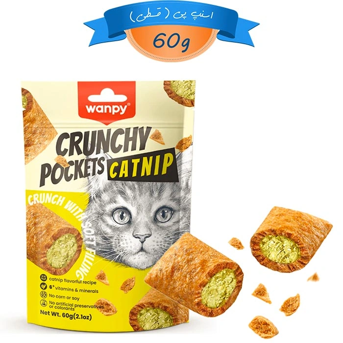 catnip--_crunchy- تشویقی گربه ونپی طعم مرغ و کت نیپ مدل کرانچی مغزدار