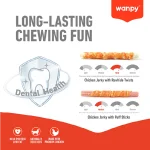 تشویقی سگ ونپی طعم مرغ مدل دورپیچ روهاید (تکی) ابعاد 25 سانتی متر وزن 70 گرم Wanpy Rawhide Twists - Image 4
