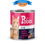 کنسرو پته گربه پابلو طعم مرغ و کدوتنبل و سنبل الطیب وزن 800 گرم Pablo Pet Supplies