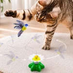 اسباب بازی گربه دارای گل و پرنده چرخان با قابلیت چرخش ۳۶۰ درجه