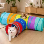 اسباب بازی تونل گربه دارای 3 راه رنگین کمانی ابعاد 80x30 سانتی متر