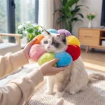گردنبند الیزابت بالشتی گربه و سگ نژاد کوچک طرح رنگین کمان جنس مخمل نرم سایز M ابعاد 22 سانتی متر - Image 5
